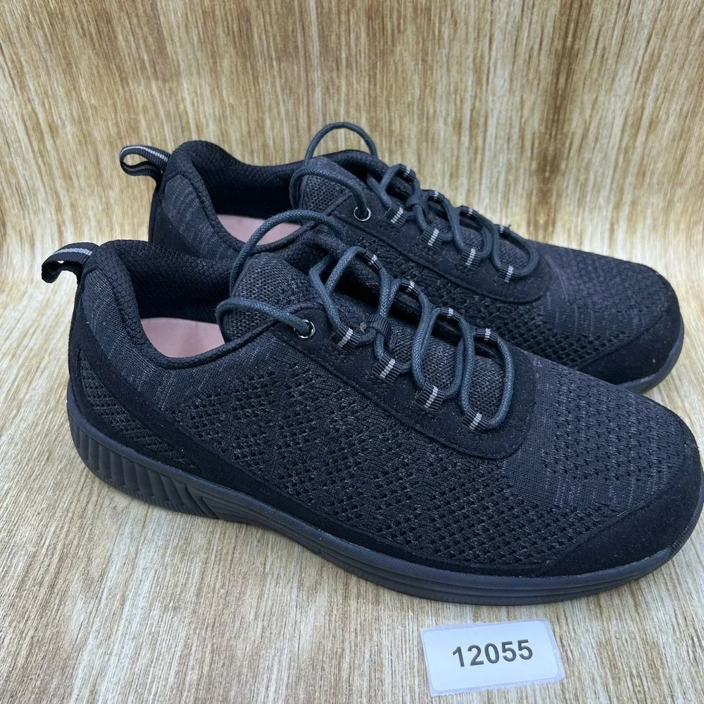 Orthofeet 633 Sneakers Men's Size 9.5 2E Wide Black Knit Athletic Walking